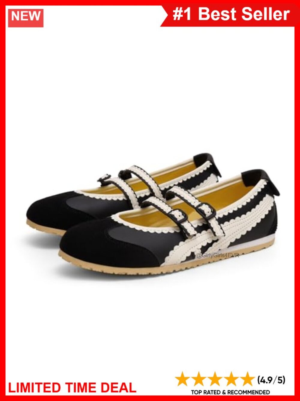 Ballet Sneakers Mary Jane Flats Slip On Memory Foam Walking Shoes